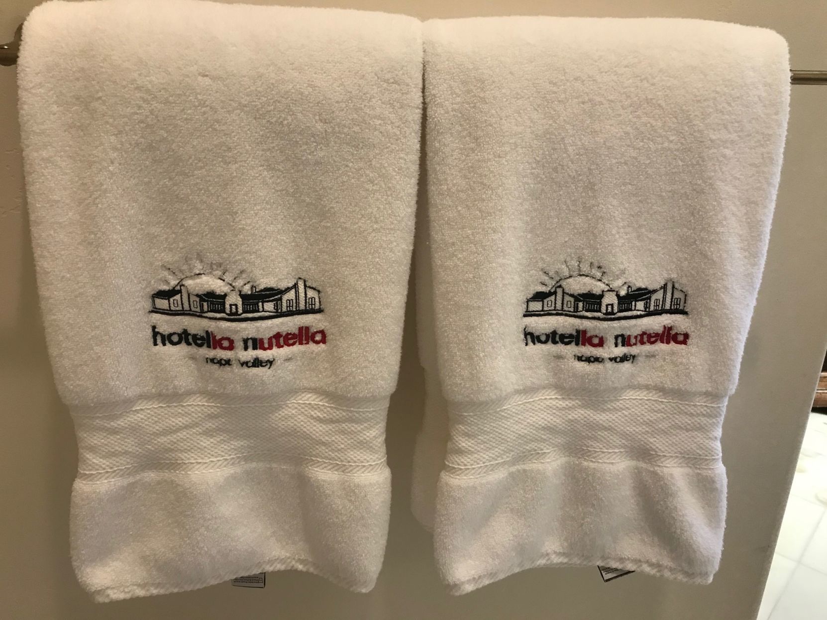 Hotella Nutella featured specially-embroidered towels and other bathroom supplies.